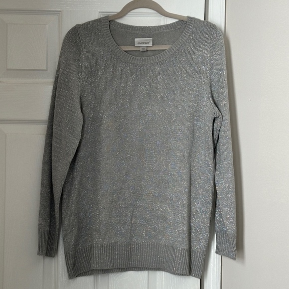 Avenue Metallic Silver Crewneck Sweater Size14/16 Plus Holiday - Picture 1 of 7